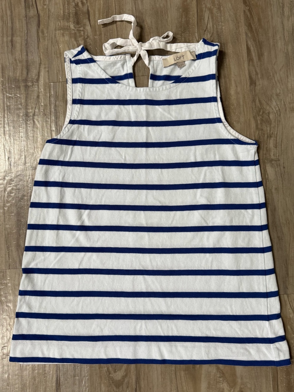 LOFT Striped Blue and White Tie-Back Tank